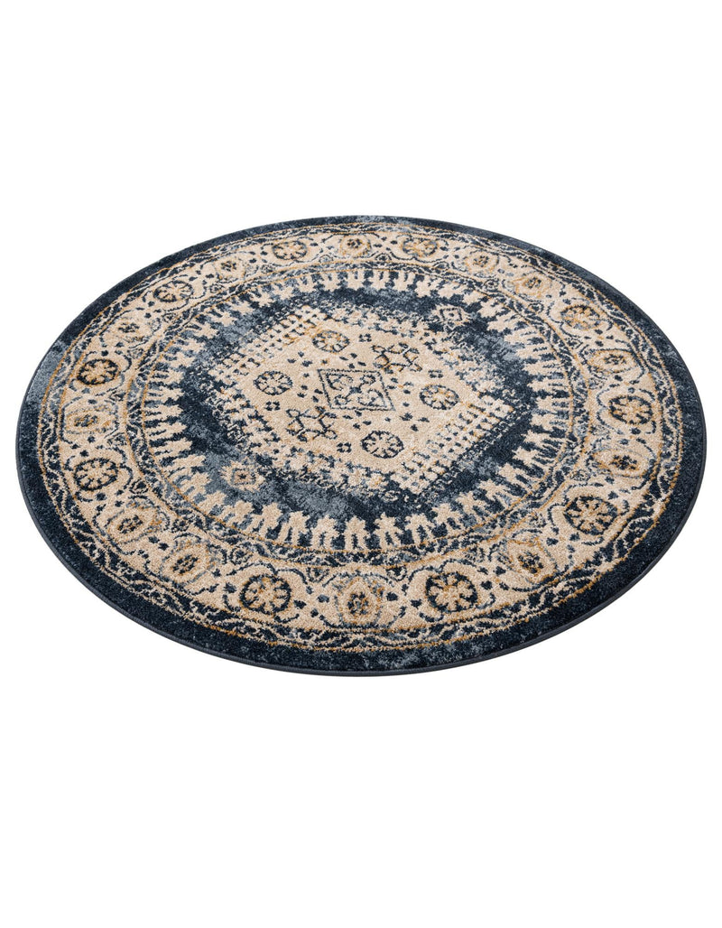 Eden Oasis Collection Area Rug -  Refuge (Dark Blue) Round Dark Blue  lifestyle 43