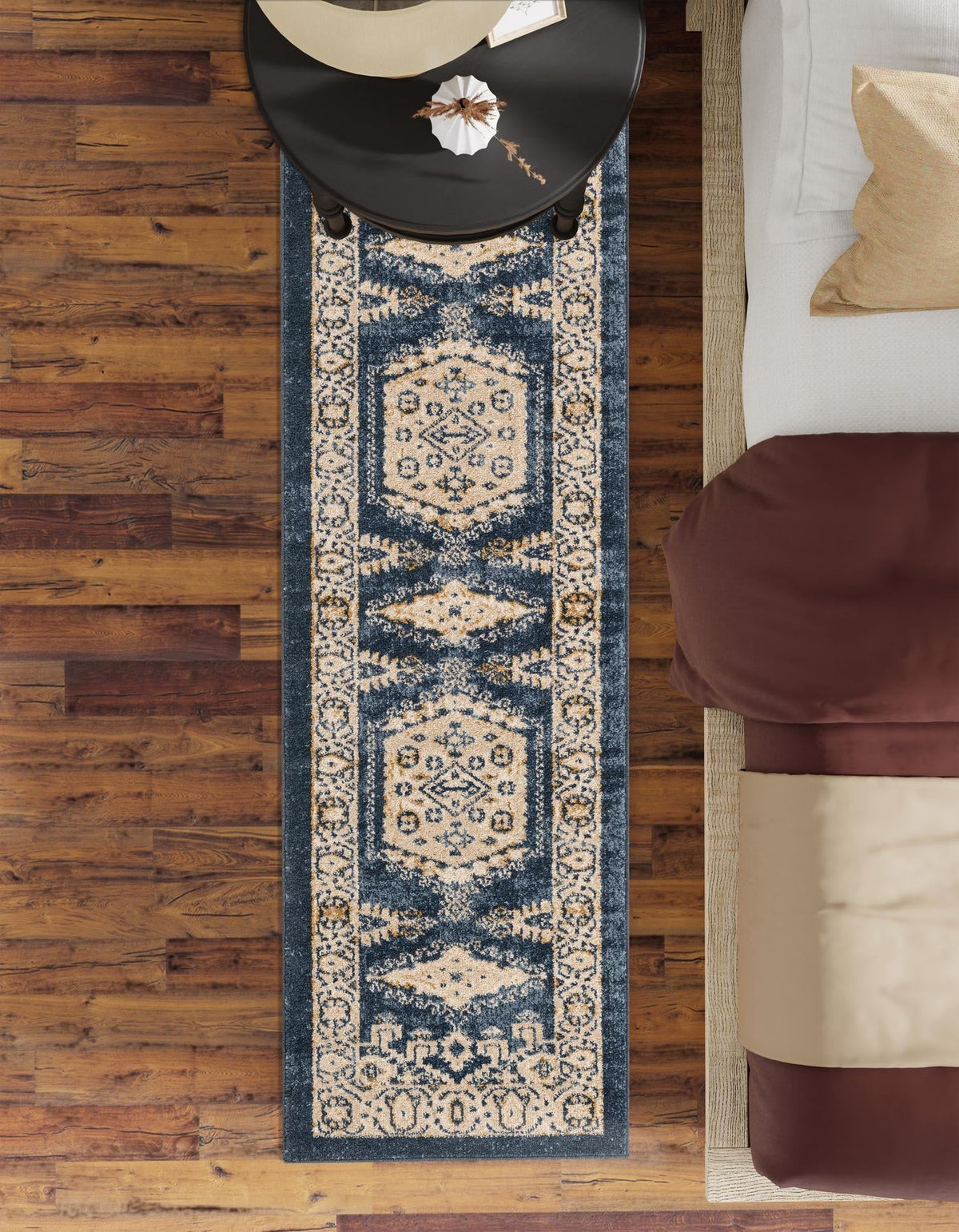 Eden Oasis Collection Area Rug -  Refuge (Dark Blue) Runner Dark Blue  lifestyle 86