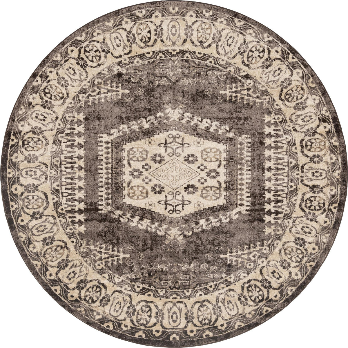 Eden Oasis Collection Area Rug -  Refuge (Dark Brown) Round Dark Brown  lifestyle 11
