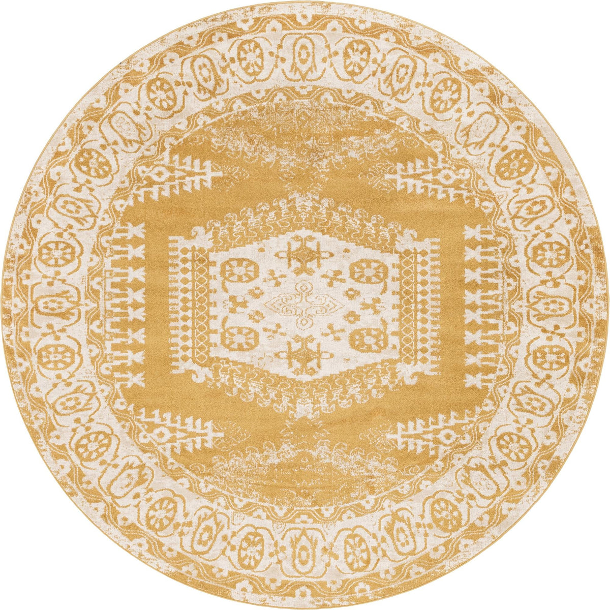 Eden Oasis Collection Area Rug -  Refuge (Gold) Round Gold  lifestyle 15