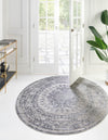 Derbyshire Elegance Collection Area Rug - Buxton Round Gray  lifestyle 22