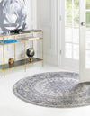 Derbyshire Elegance Collection Area Rug - Buxton Round Gray  lifestyle 25