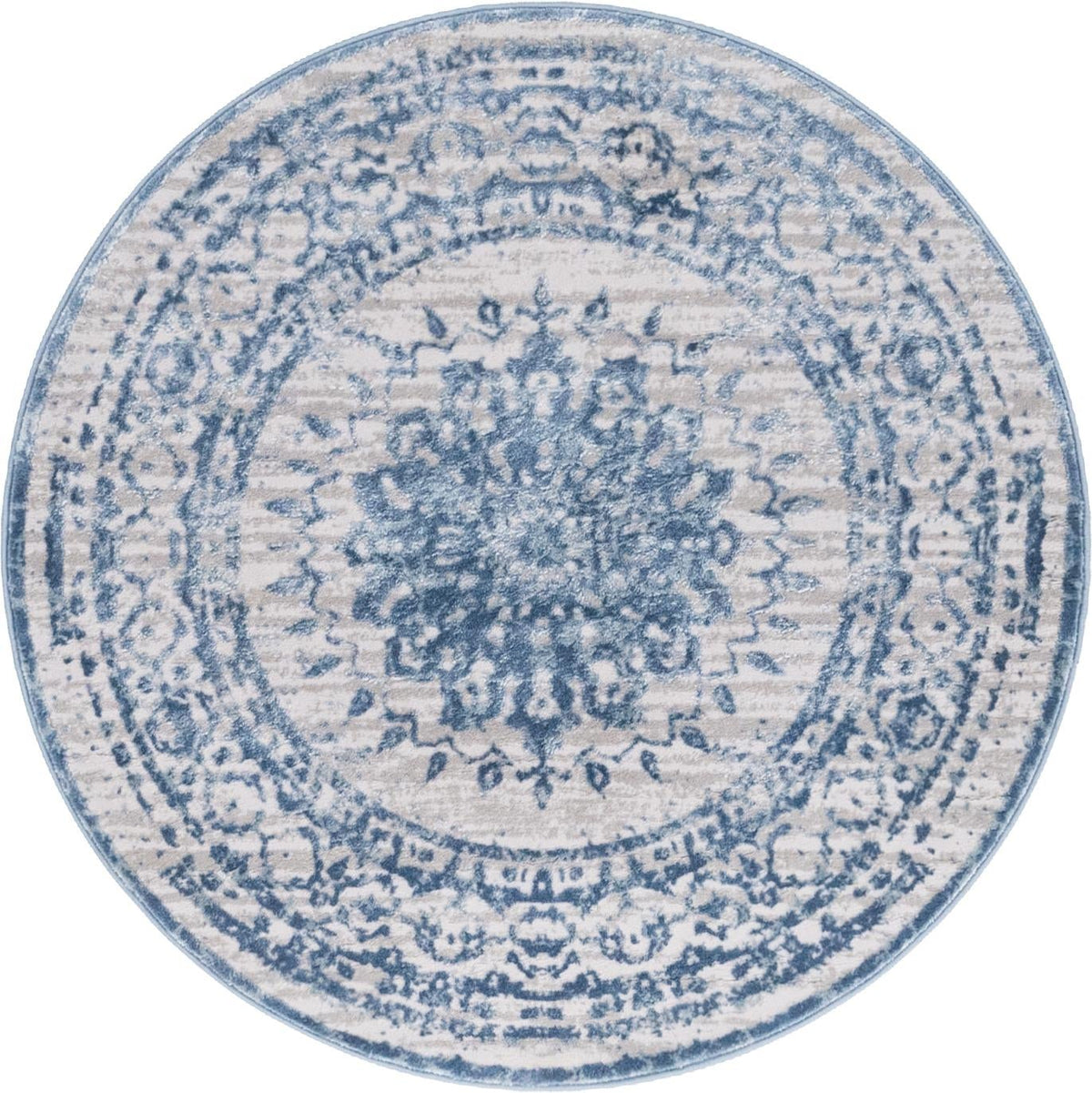 Derbyshire Elegance Collection Area Rug - Buxton Round Light Blue  lifestyle 13