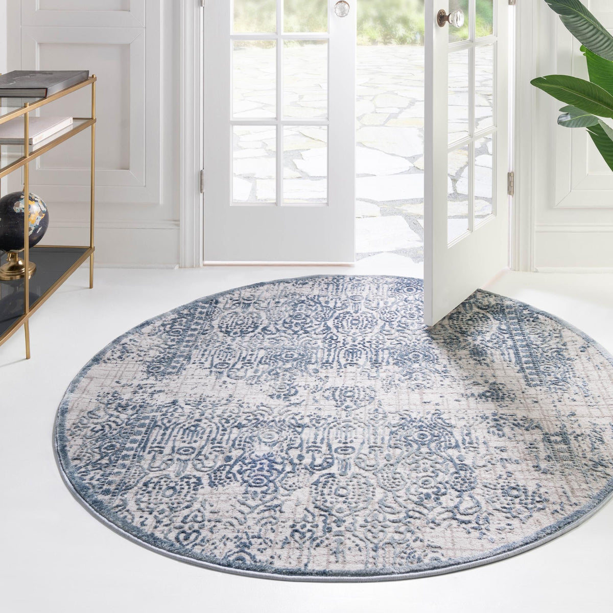 Derbyshire Elegance Collection Area Rug -  Matlock Round Blue  lifestyle 94