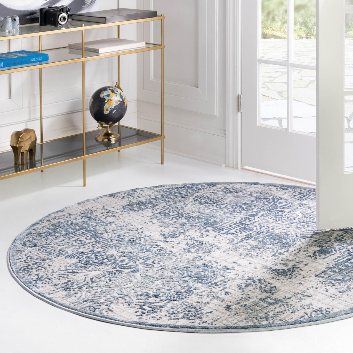 Derbyshire Elegance Collection Area Rug -  Matlock Round Blue  lifestyle 98