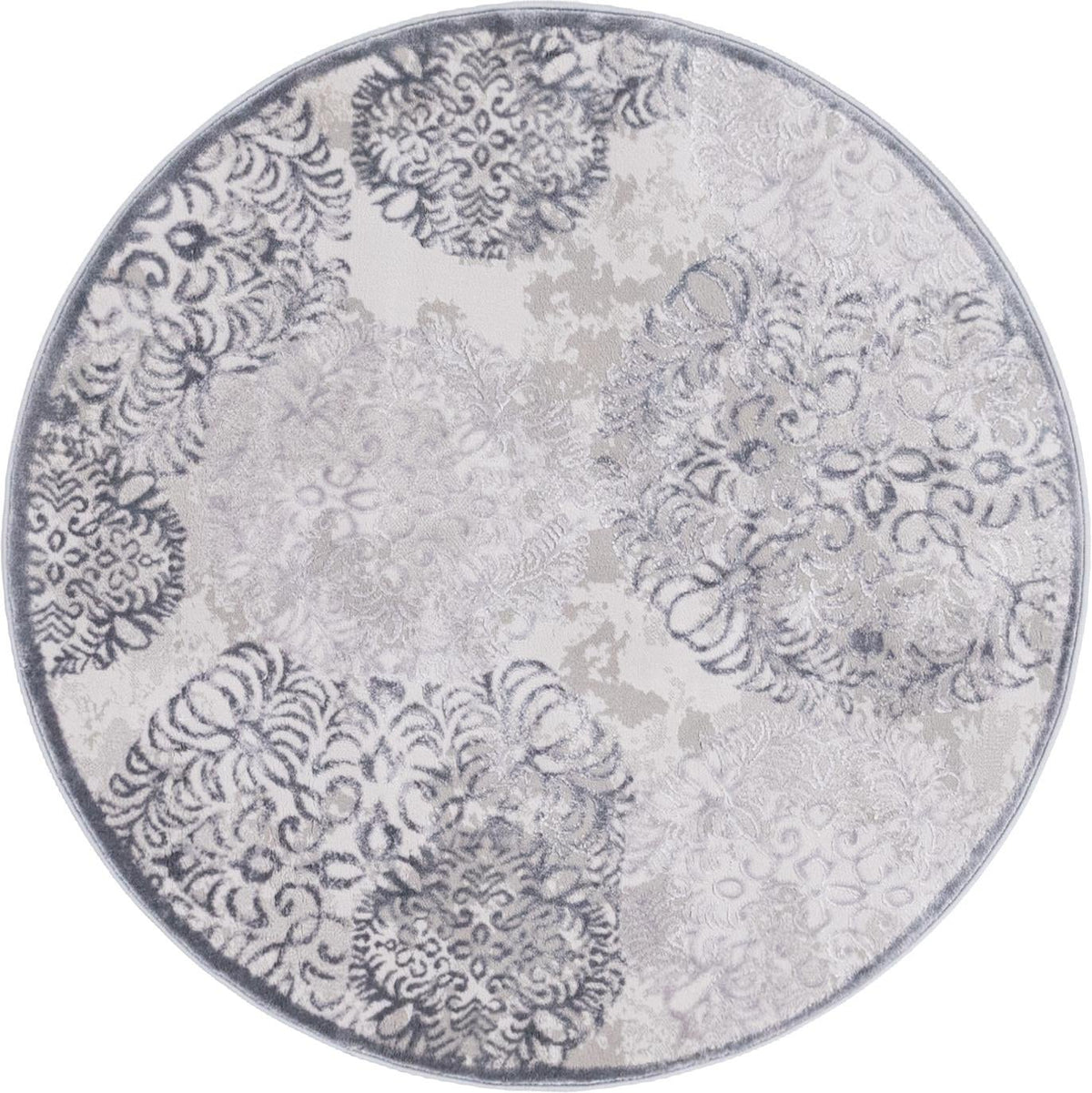 Derbyshire Elegance Collection Area Rug -  Bakewell Round Gray  lifestyle 32