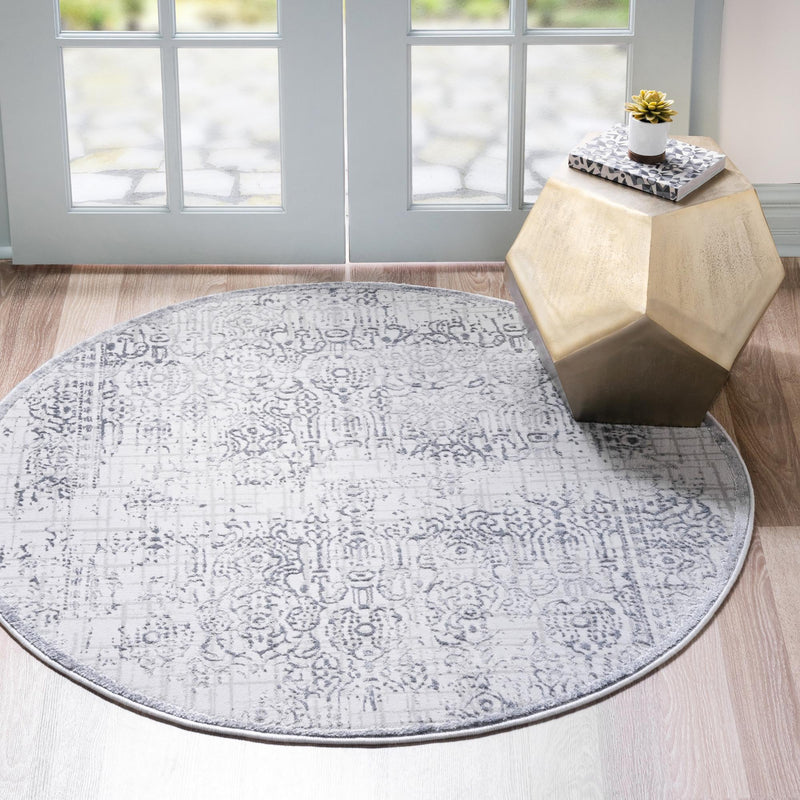 Derbyshire Elegance Collection Area Rug -  Matlock Round Gray  lifestyle 29