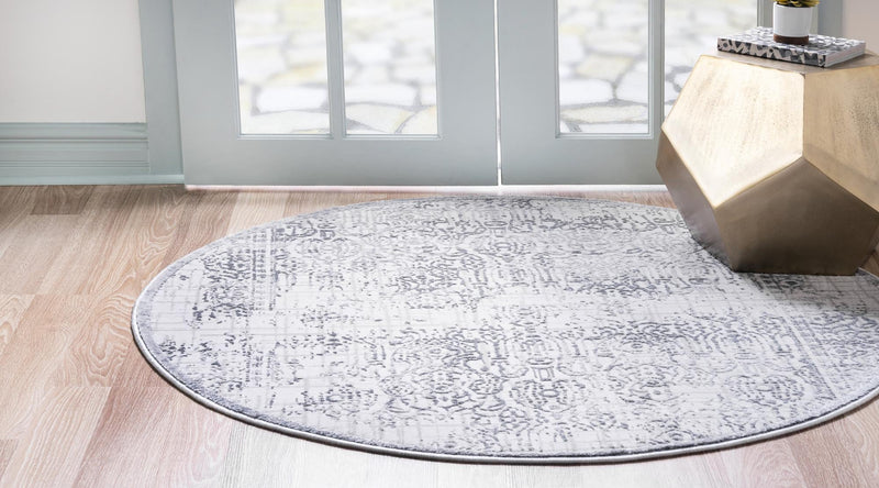 Derbyshire Elegance Collection Area Rug -  Matlock Round Gray  lifestyle 33