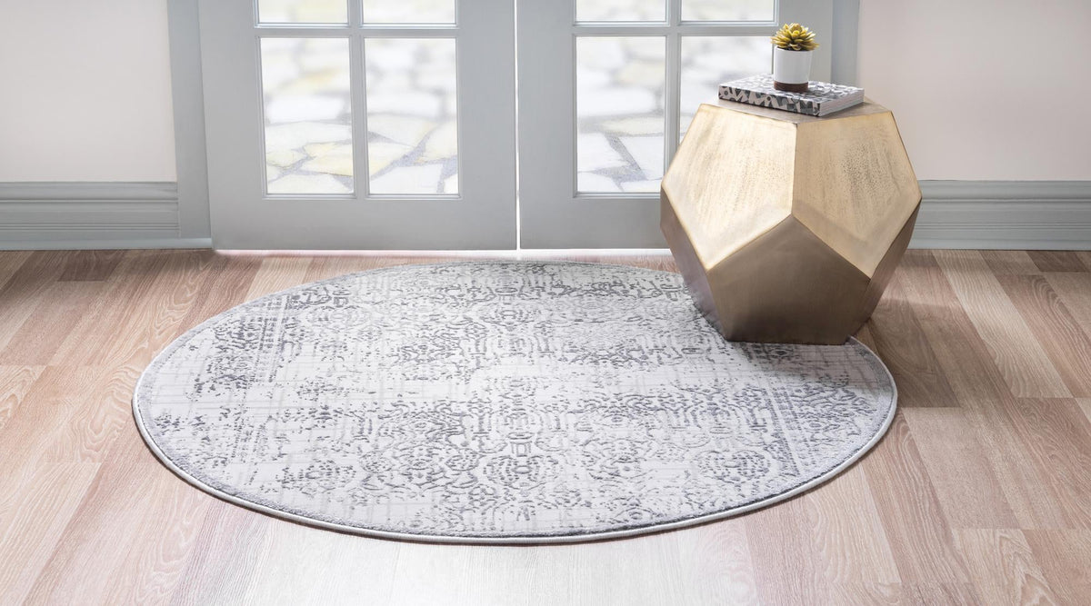 Derbyshire Elegance Collection Area Rug -  Matlock Round Gray  lifestyle 40