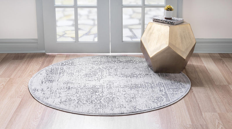 Derbyshire Elegance Collection Area Rug -  Matlock Round Gray  lifestyle 40