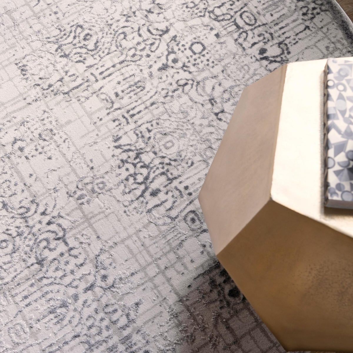 Derbyshire Elegance Collection Area Rug -  Matlock Round Gray  lifestyle 46