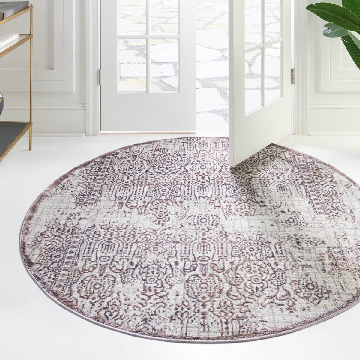Derbyshire Elegance Collection Area Rug -  Matlock Round Violet  lifestyle 106