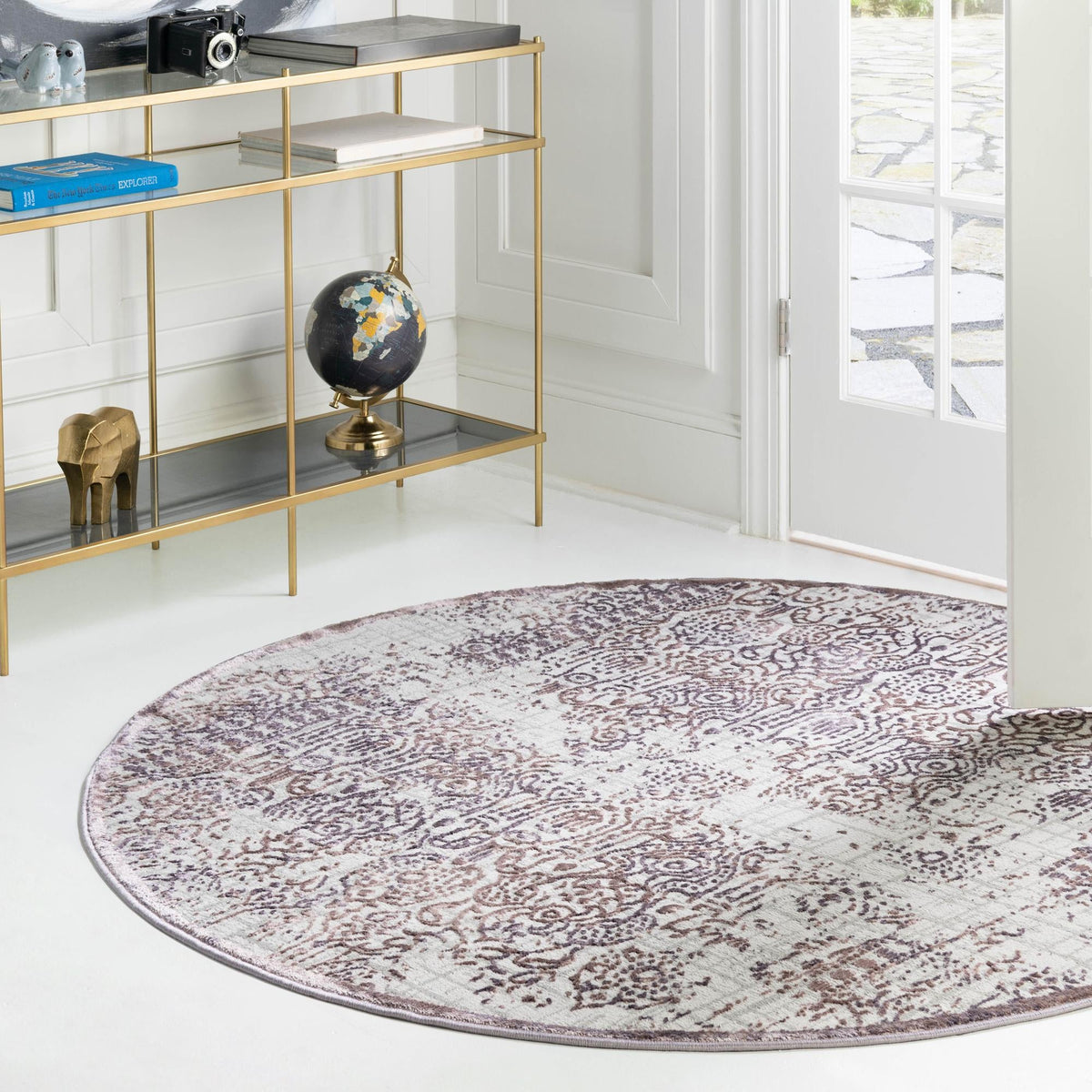 Derbyshire Elegance Collection Area Rug -  Matlock Round Violet  lifestyle 117