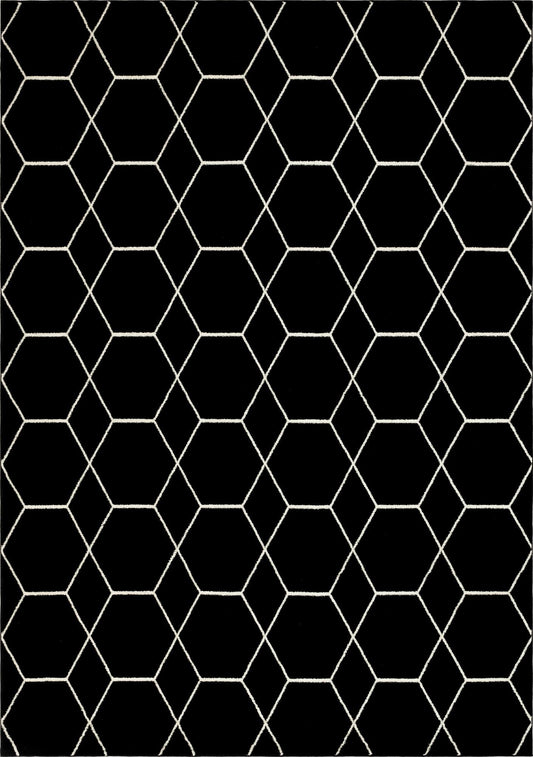 Lattice Garden Collection Area Rug - Arborville (Black) Rectangle Black Main