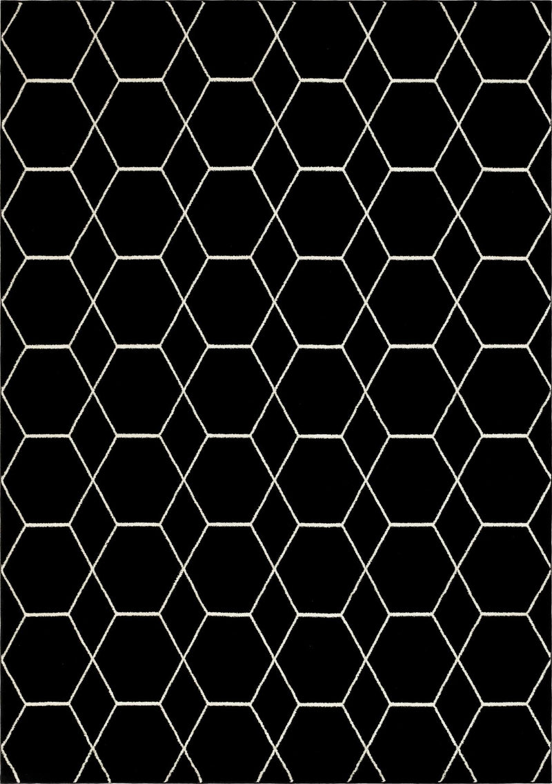 Lattice Garden Collection Area Rug - Arborville (Black) Rectangle Black Main
