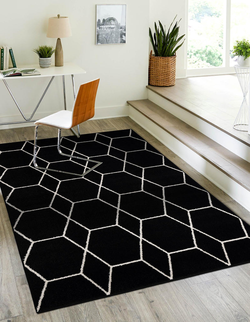 Lattice Garden Collection Area Rug - Arborville (Black) Rectangle Black  lifestyle 0
