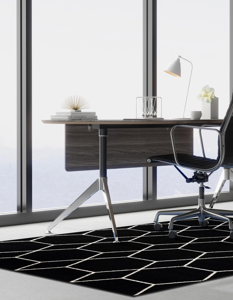 Lattice Garden Collection Area Rug - Arborville (Black) Rectangle Black  lifestyle 14