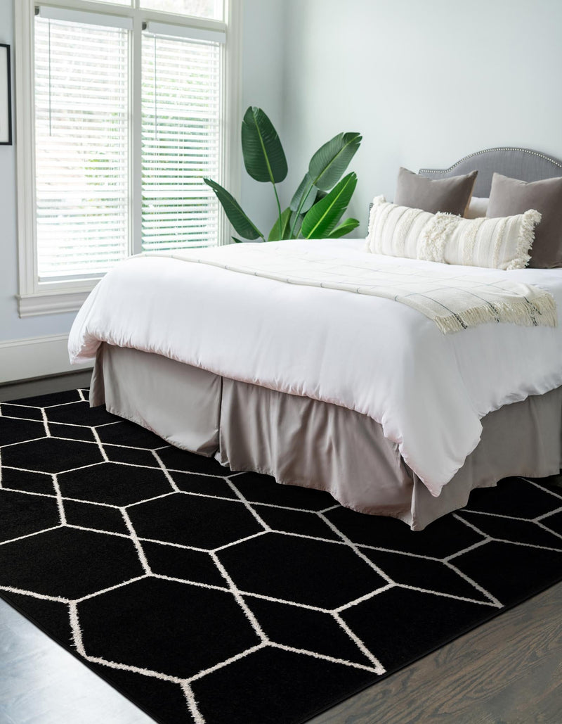 Lattice Garden Collection Area Rug - Arborville (Black) Rectangle Black  lifestyle 18