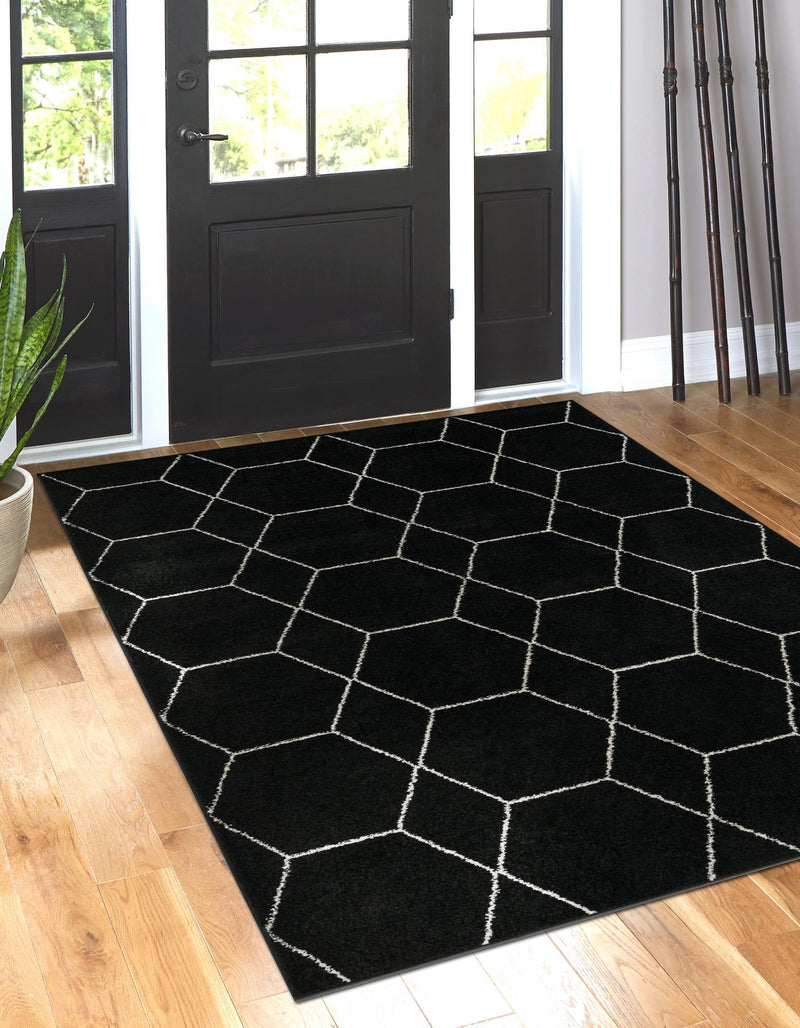 Lattice Garden Collection Area Rug - Arborville (Black) Rectangle Black  lifestyle 30