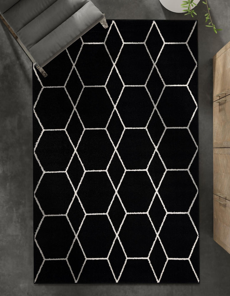 Lattice Garden Collection Area Rug - Arborville (Black) Rectangle Black  lifestyle 34