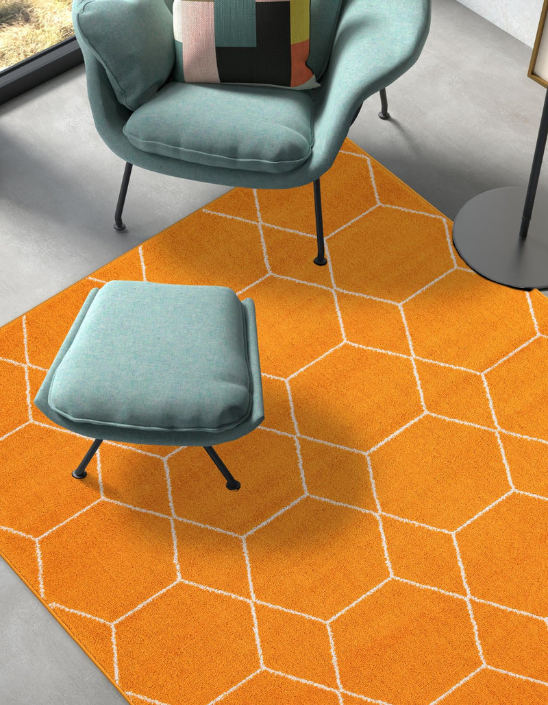 Lattice Garden Collection Area Rug - Arborville (Orange) Rectangle Orange  lifestyle 27