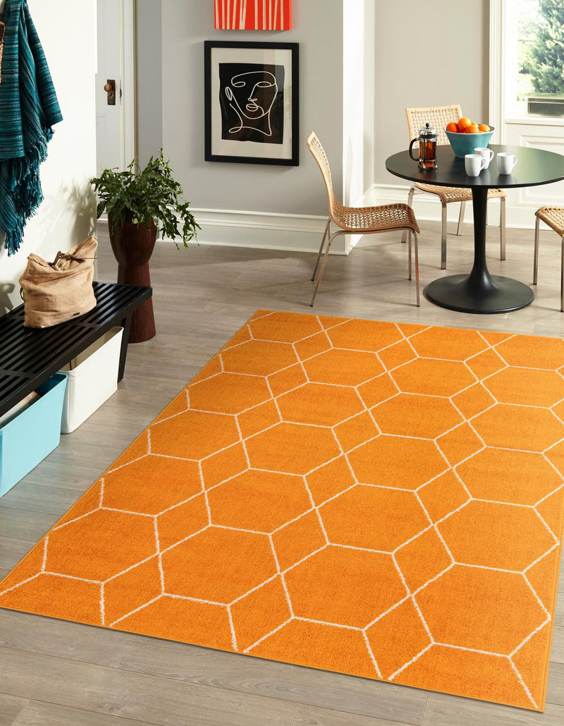 Lattice Garden Collection Area Rug - Arborville (Orange) Rectangle Orange  lifestyle 31