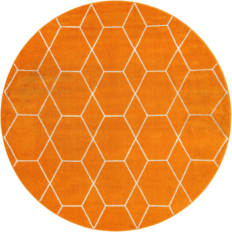 Lattice Garden Collection Area Rug - Arborville (Orange) Round Orange Main
