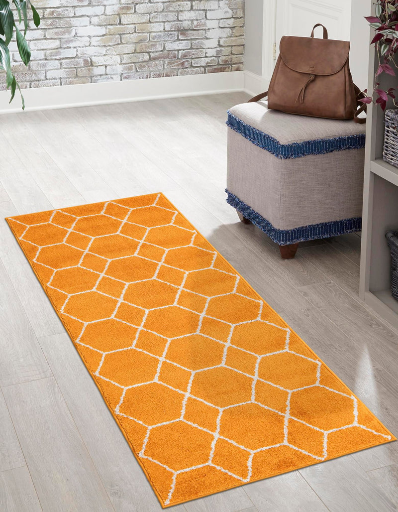 Lattice Garden Collection Area Rug - Arborville (Orange) Runner Orange  lifestyle 25