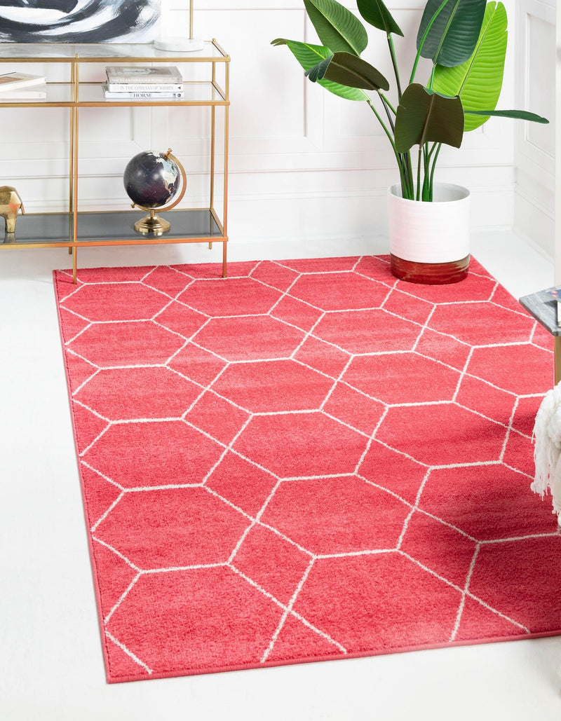 Lattice Garden Collection Area Rug - Arborville (Pink) Rectangle Pink  lifestyle 0