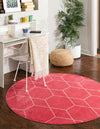 Lattice Garden Collection Area Rug - Arborville (Pink) Round Pink  lifestyle 1