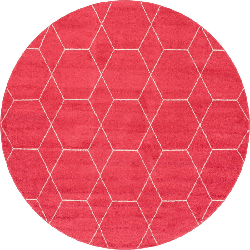 Lattice Garden Collection Area Rug - Arborville (Pink) Round Pink Main