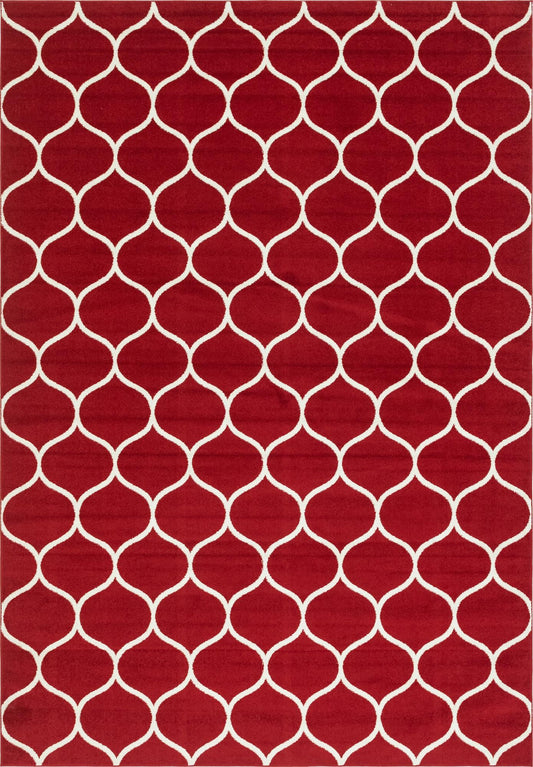 Lattice Garden Collection Area Rug -  Pergolatown (Red) Rectangle Red Main