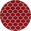 Lattice Garden Collection Area Rug -  Pergolatown (Red) Round Red Main