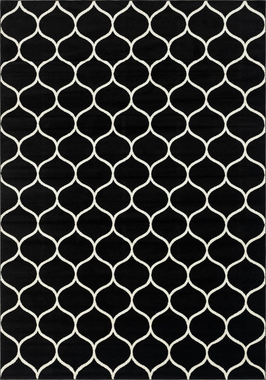 Lattice Garden Collection Area Rug -  Pergolatown (Black) Rectangle Black Main