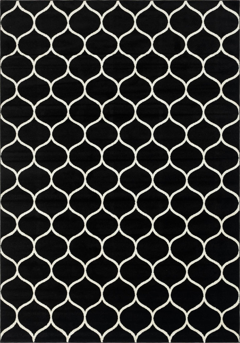 Lattice Garden Collection Area Rug -  Pergolatown (Black) Rectangle Black Main
