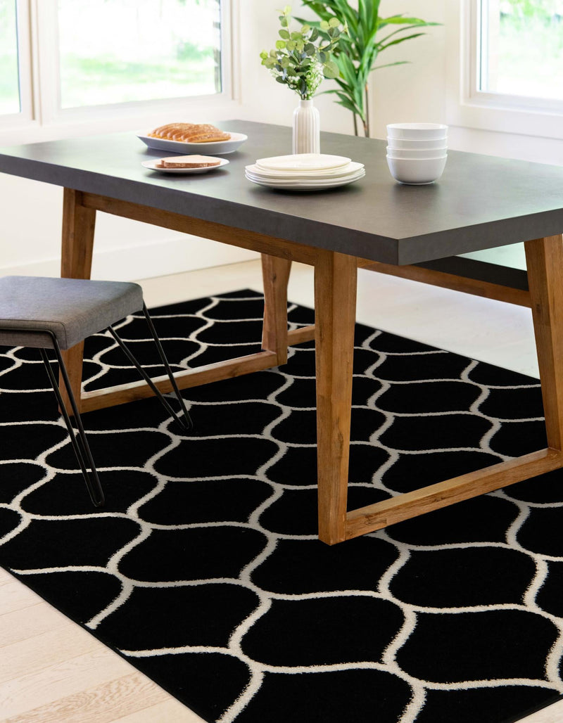 Lattice Garden Collection Area Rug -  Pergolatown (Black) Rectangle Black  lifestyle 28