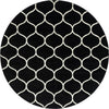 Lattice Garden Collection Area Rug -  Pergolatown (Black) Round Black Main