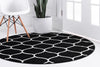 Lattice Garden Collection Area Rug -  Pergolatown (Black) Round Black  lifestyle 2