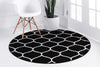 Lattice Garden Collection Area Rug -  Pergolatown (Black) Round Black  lifestyle 3