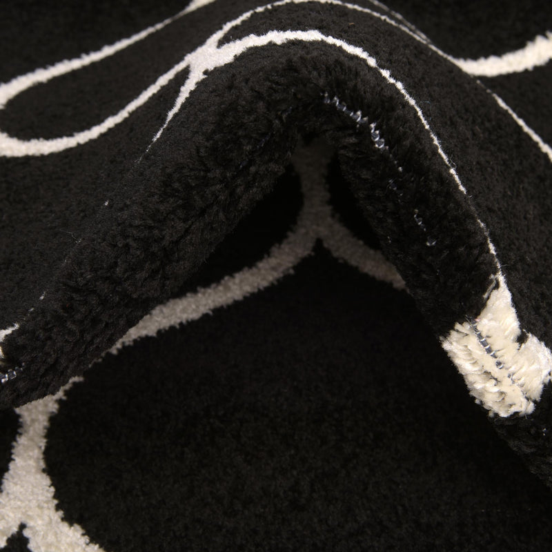Lattice Garden Collection Area Rug -  Pergolatown (Black) Round Black  lifestyle 10
