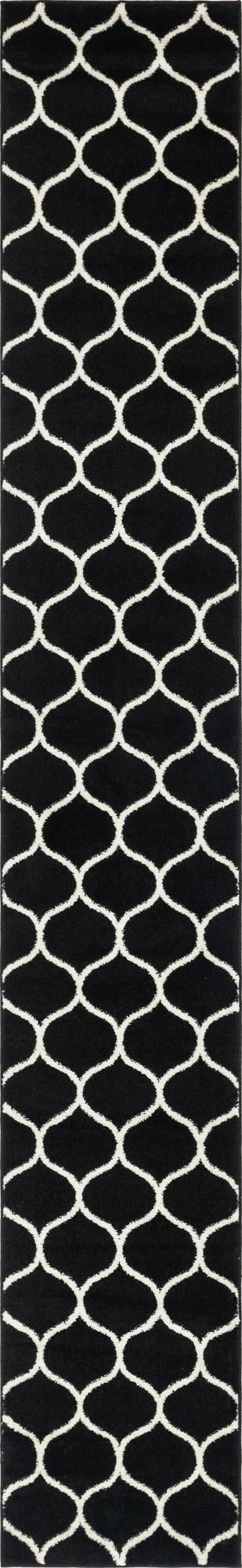 Lattice Garden Collection Area Rug -  Pergolatown (Black) Runner Black Main