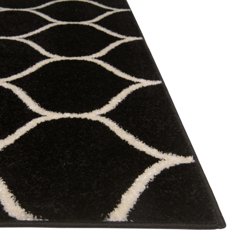 Lattice Garden Collection Area Rug -  Pergolatown (Black) Runner Black  lifestyle 30