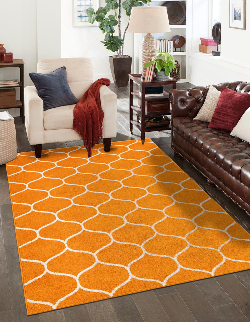 Lattice Garden Collection Area Rug -  Pergolatown (Orange) Rectangle Orange  lifestyle 19