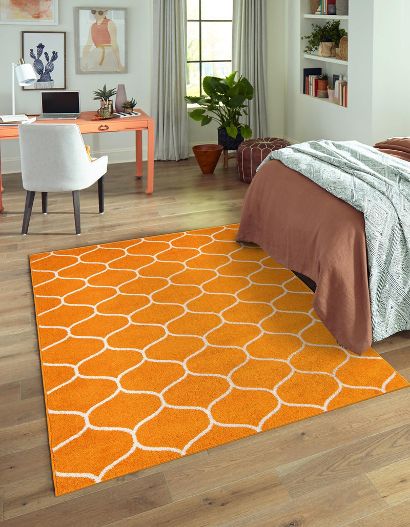 Lattice Garden Collection Area Rug -  Pergolatown (Orange) Rectangle Orange  lifestyle 25