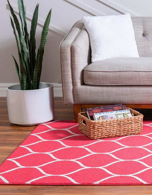 Lattice Garden Collection Area Rug -  Pergolatown (Pink) Rectangle Pink  lifestyle 2