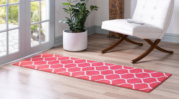 Lattice Garden Collection Area Rug -  Pergolatown (Pink) Runner Pink  lifestyle 1