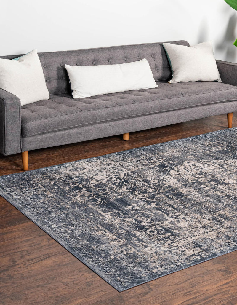 Coastal Manor Collection Area Rug -  Dunes Rectangle Gray Blue  lifestyle 5