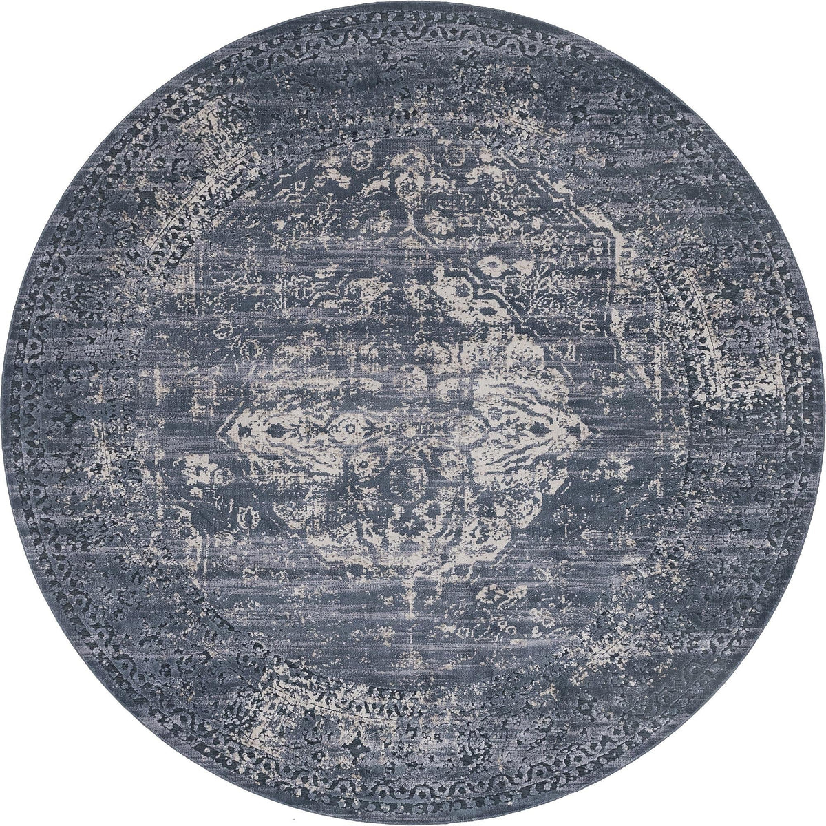 Coastal Manor Collection Area Rug -  Dunes Round Gray Blue  lifestyle 64