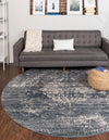 Coastal Manor Collection Area Rug -  Dunes Round Gray Blue  lifestyle 48