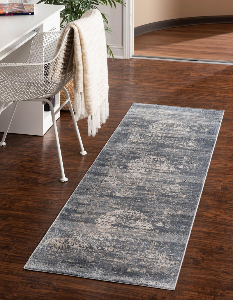 Coastal Manor Collection Area Rug -  Dunes Runner Gray Blue  lifestyle 49